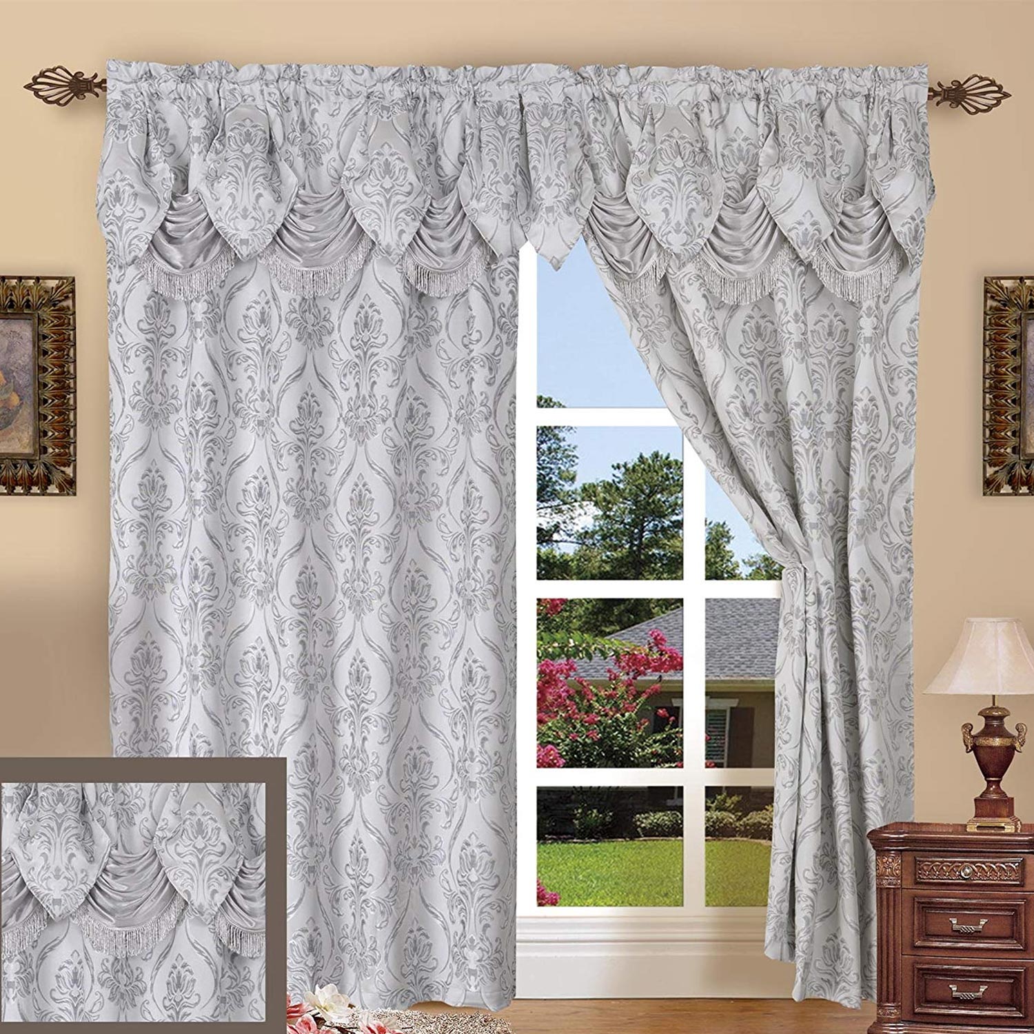 Elegant Comfort Penelopie Jacquard Look Curtain Panel Set