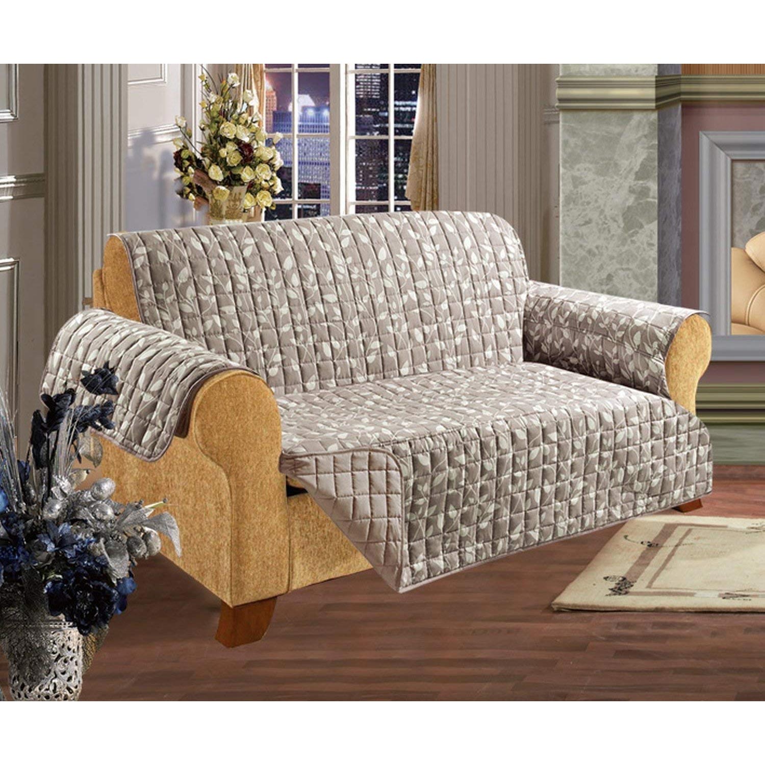 Leaf Design Elegant Comfort Quilted Reversible Furniture Protector