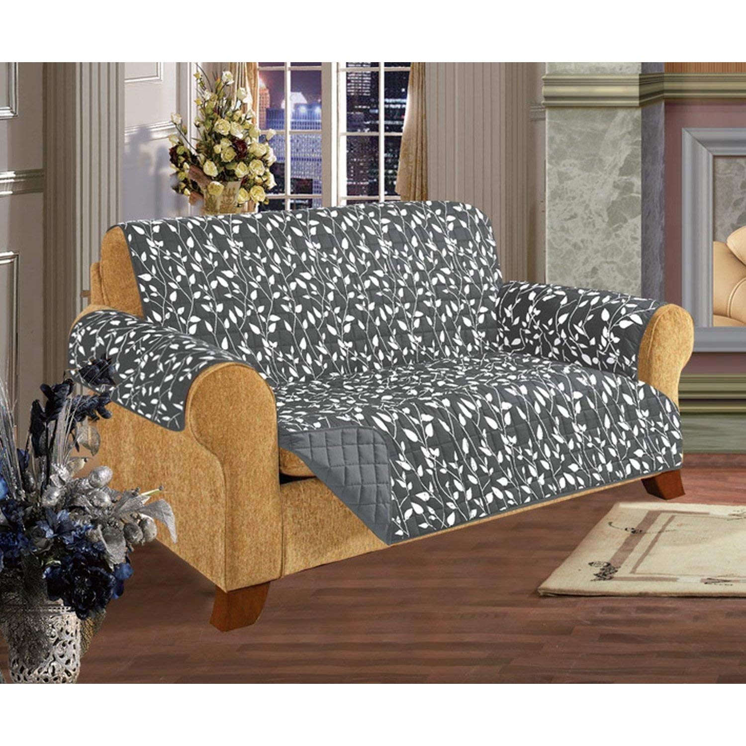 Leaf Design Elegant Comfort Quilted Reversible Furniture Protector