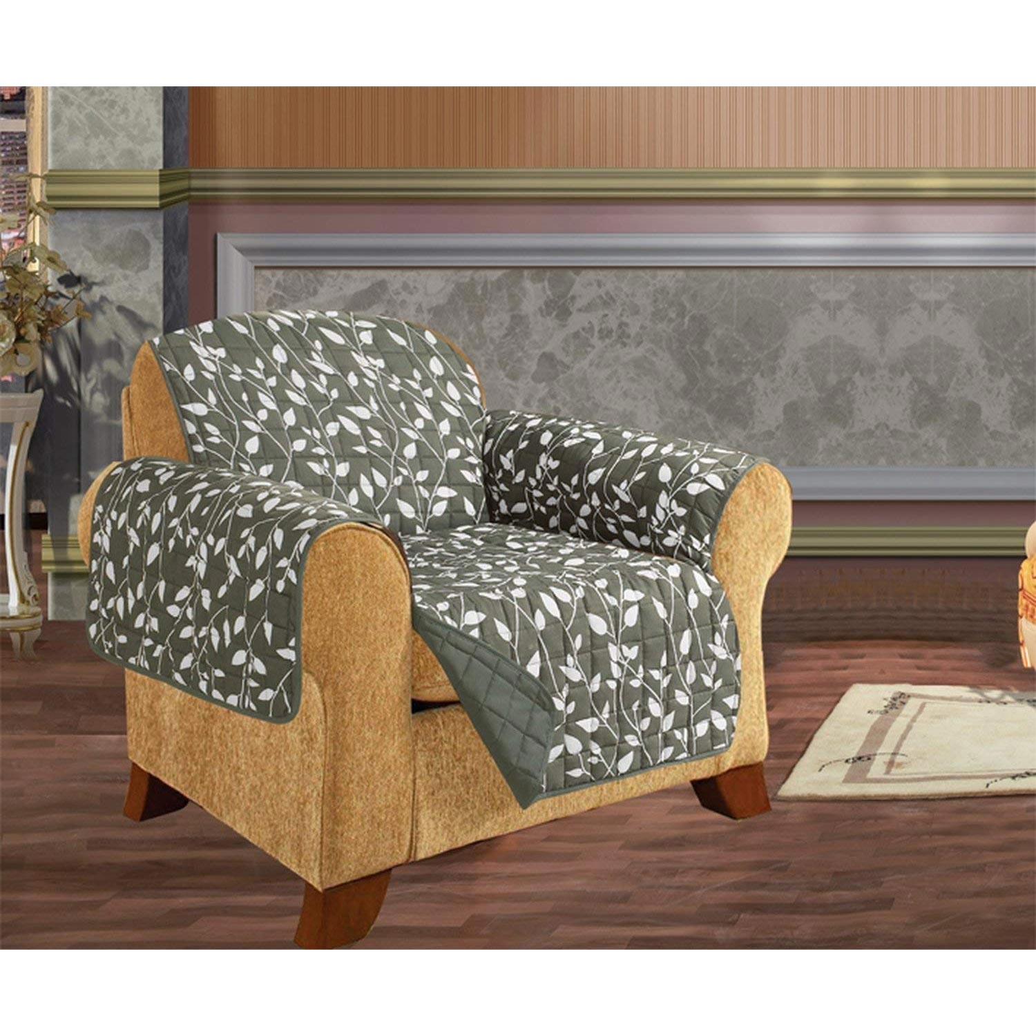 Leaf Design Elegant Comfort Quilted Reversible Furniture Protector