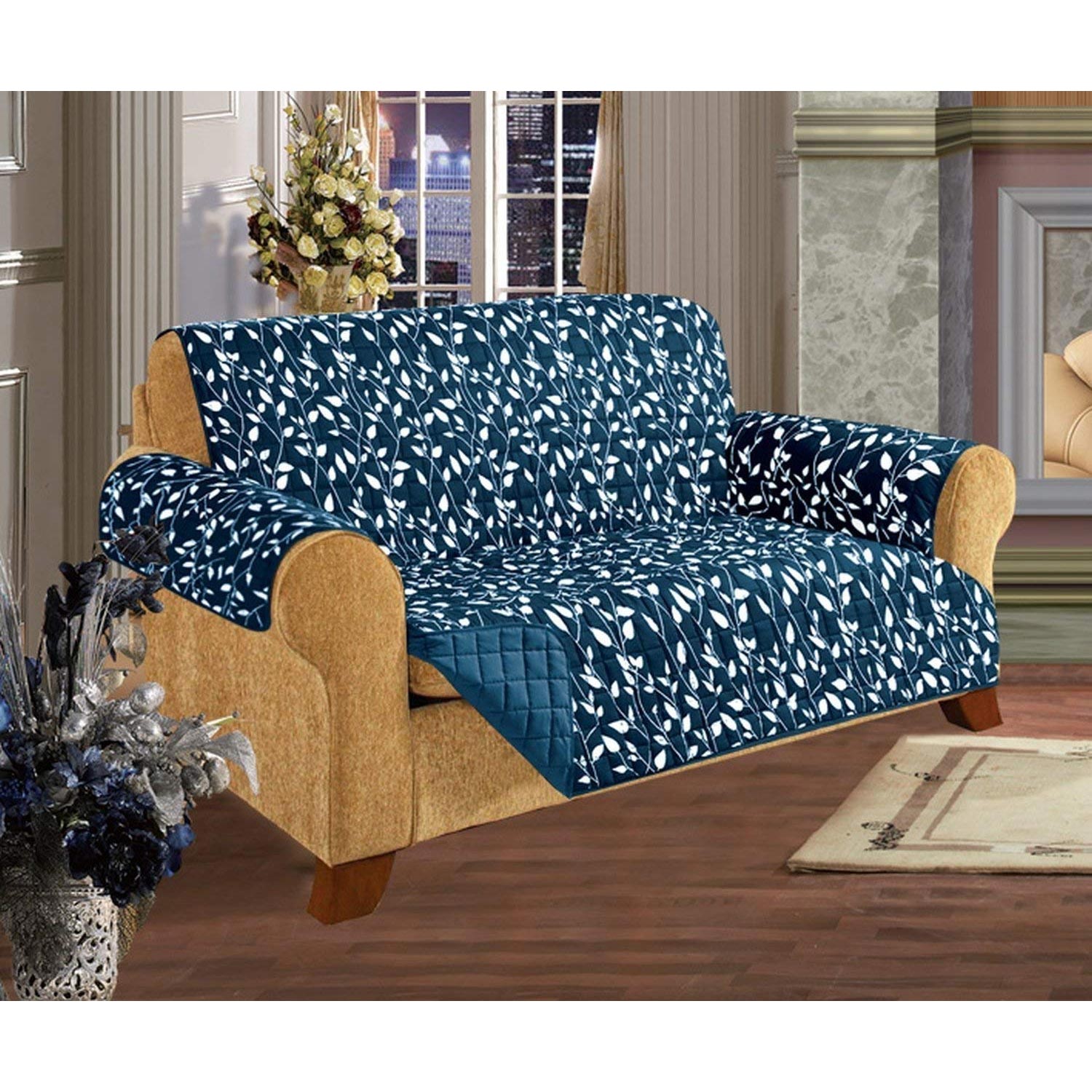 Leaf Design Elegant Comfort Quilted Reversible Furniture Protector