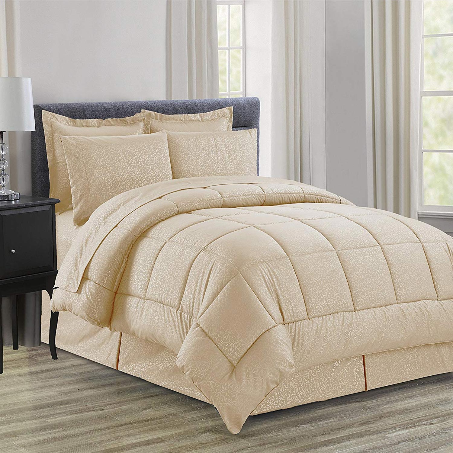 8-Piece Silky Soft Beautiful Design Complete Bed-in-a-Bag Comforter Set