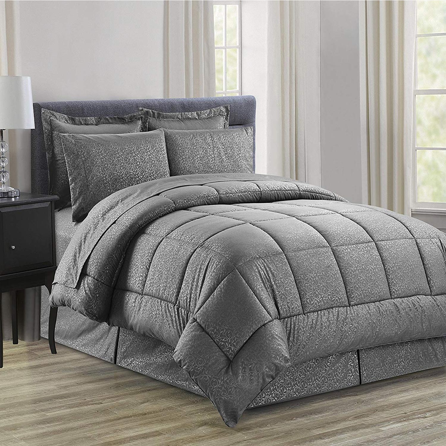 8-Piece Silky Soft Beautiful Design Complete Bed-in-a-Bag Comforter Set