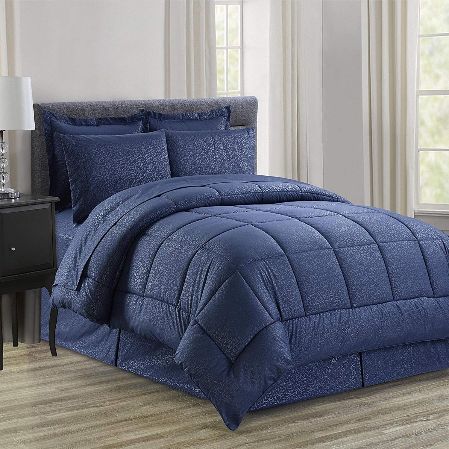 8-Piece Silky Soft Beautiful Design Complete Bed-in-a-Bag Comforter Set