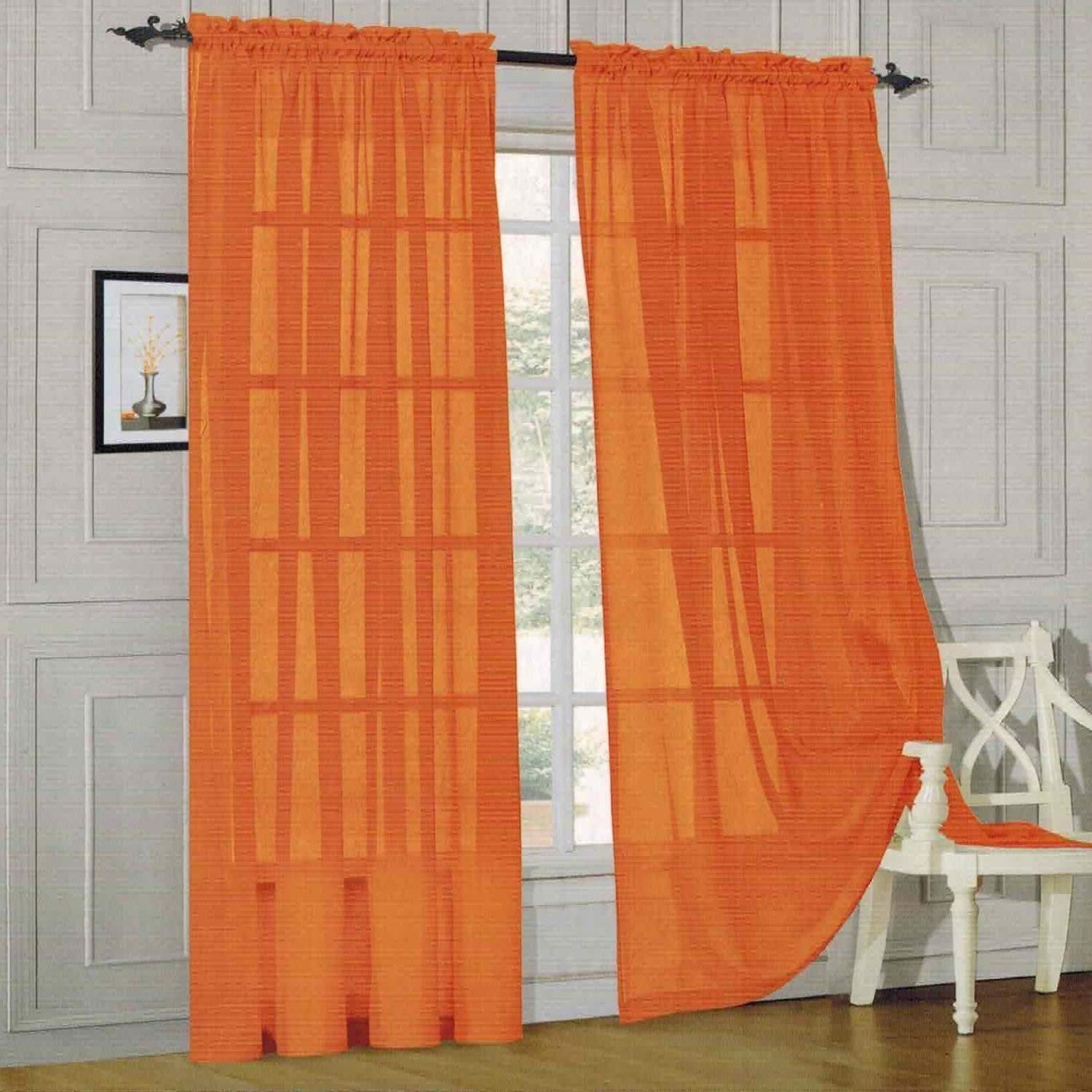 2-Piece Sheer Window Panel with 2" Rod Pocket Window Curtains 40" w X 84"