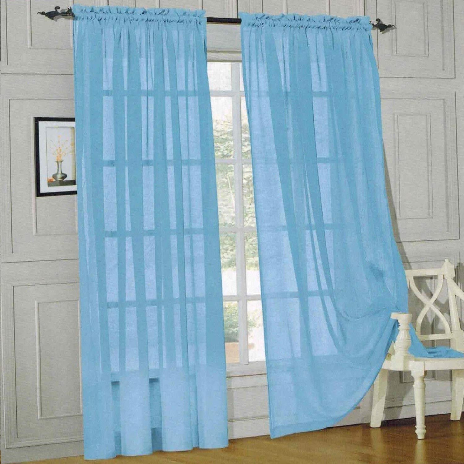 2-Piece Sheer Window Panel with 2" Rod Pocket Window Curtains 40" w X 84"