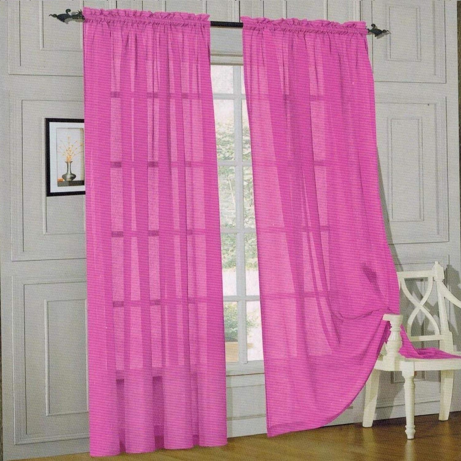 2-Piece Sheer Window Panel with 2" Rod Pocket Window Curtains 40" w X 84"