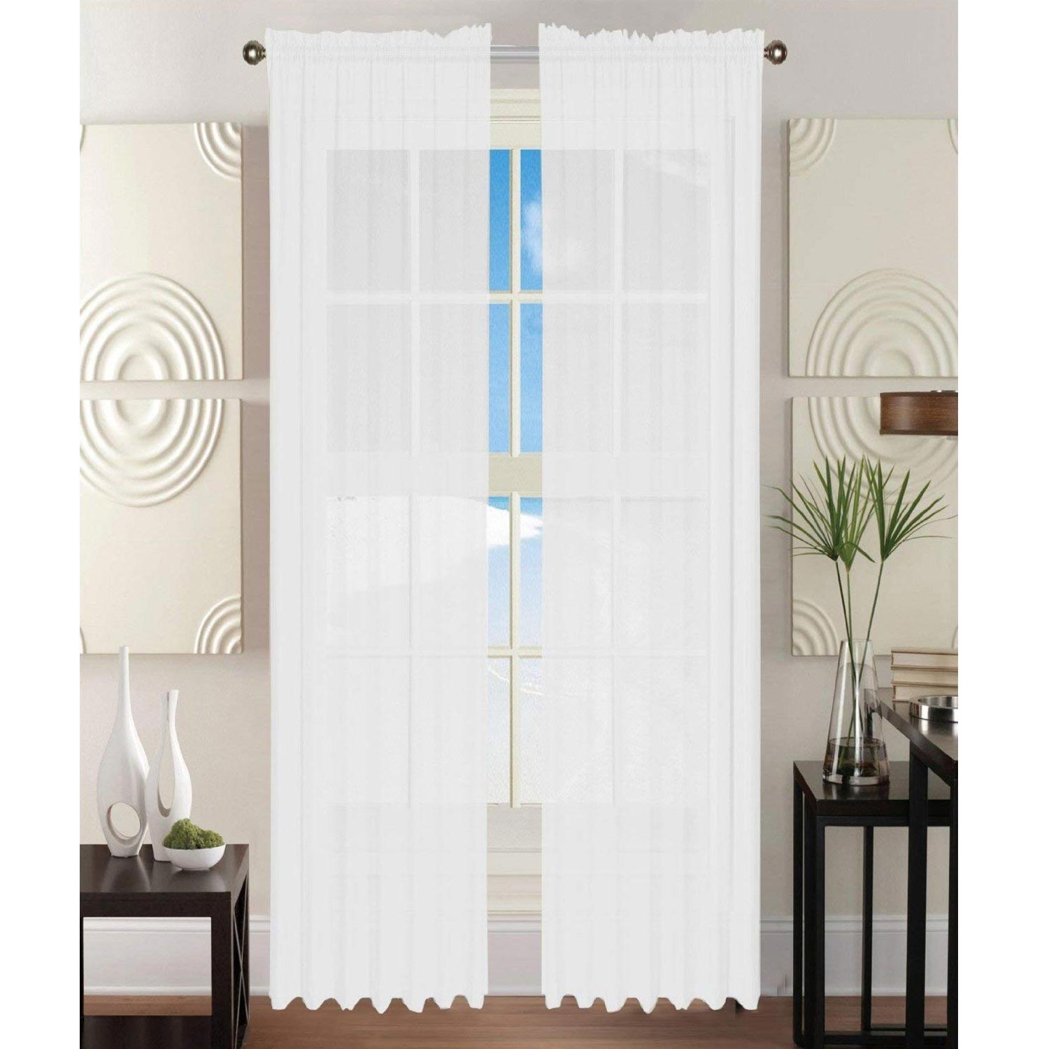 2-Piece SHEER Window CURTAIN/PANEL with 2" ROD POCKET