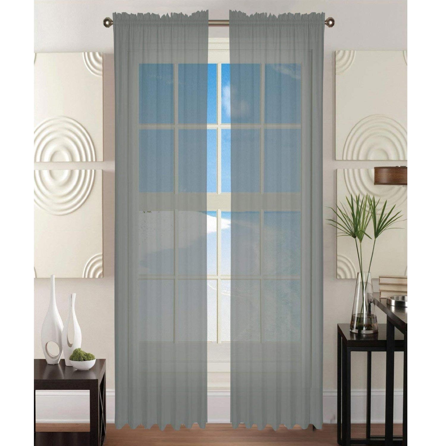 2-Piece SHEER Window CURTAIN/PANEL with 2" ROD POCKET