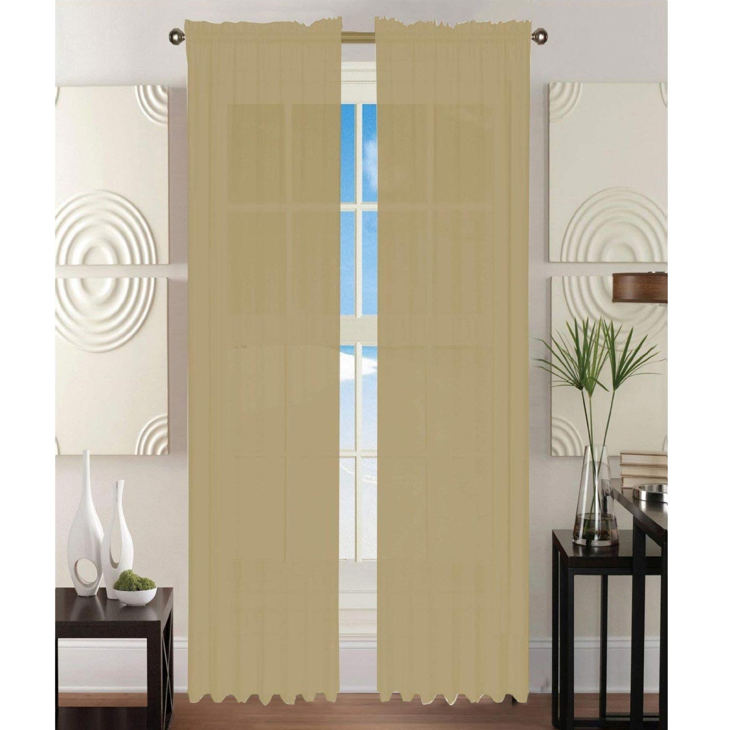 2-Piece SHEER Window CURTAIN/PANEL with 2" ROD POCKET