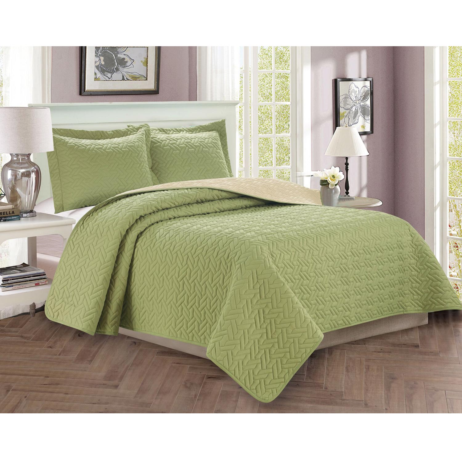 Luxury 3-Piece Bedspread Coverlet Majestic Design Quilted Set