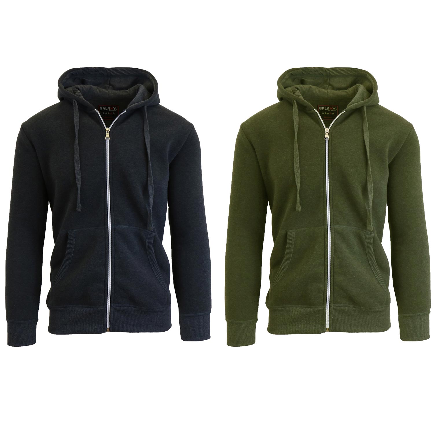 2 Pack Men's Zip-Up Fleece Hoodies