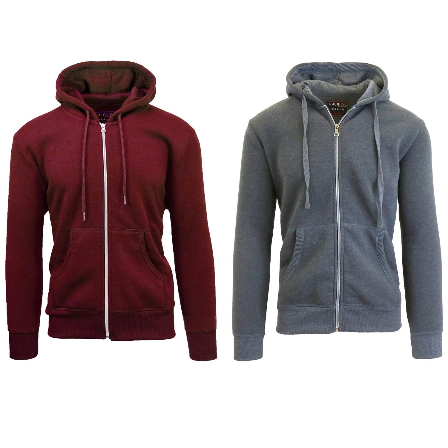 2 Pack Men's Zip-Up Fleece Hoodies