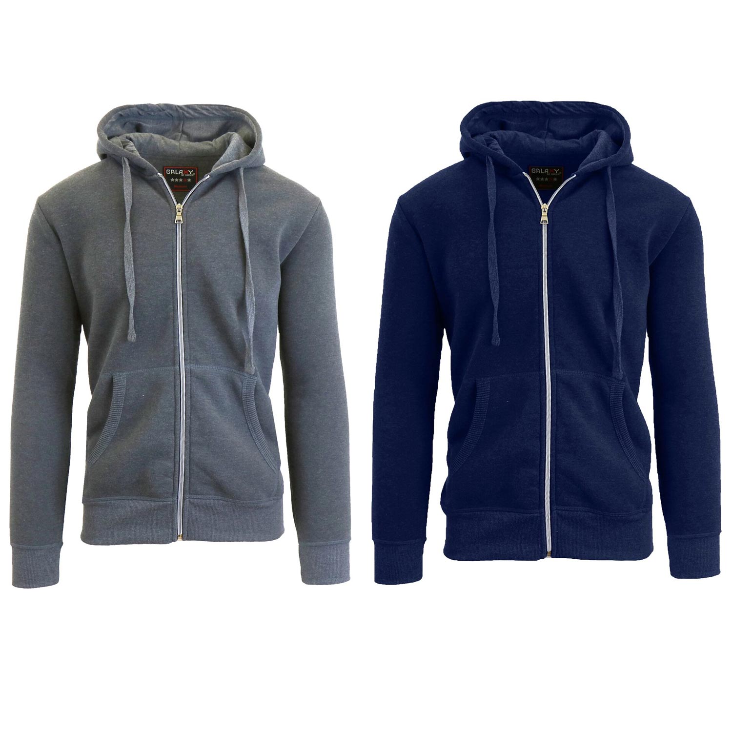 2 Pack Men's Zip-Up Fleece Hoodies