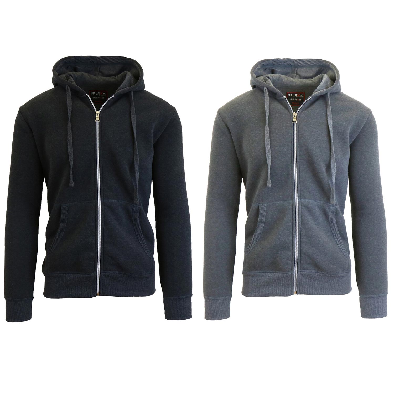 2 Pack Men's Zip-Up Fleece Hoodies