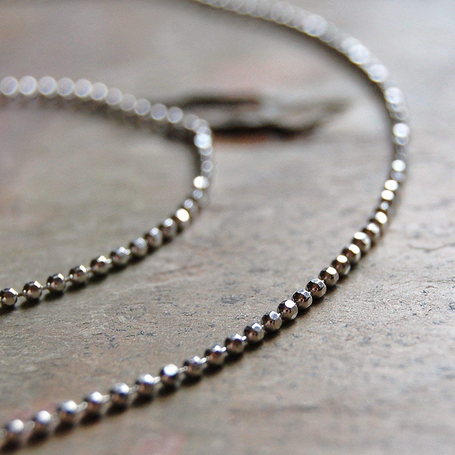 925 Sterling Silver 1.5MM Diamond Cut Bead Chain Necklace