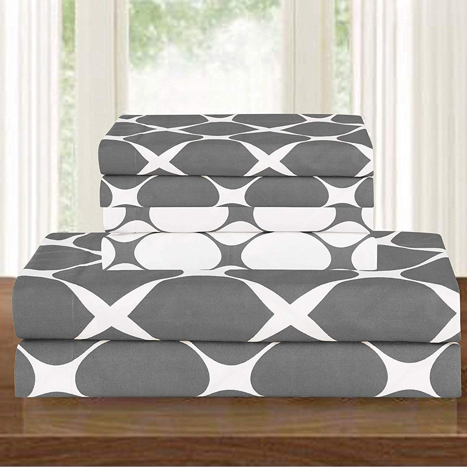 3 Piece Milano Trellis Pattern 2-Tone Printed Reversible Duvet Cover Set