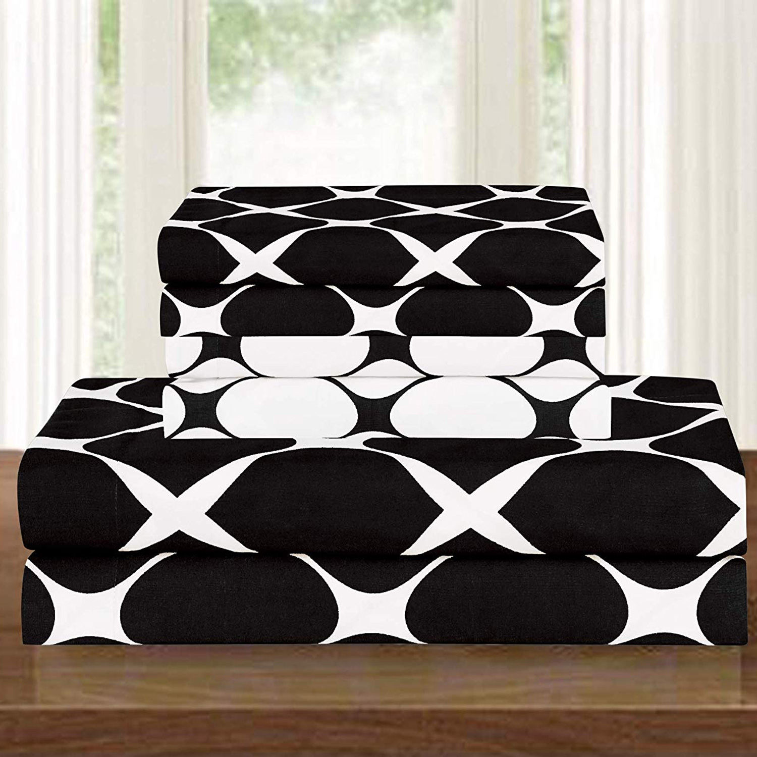 3 Piece Milano Trellis Pattern 2-Tone Printed Reversible Duvet Cover Set