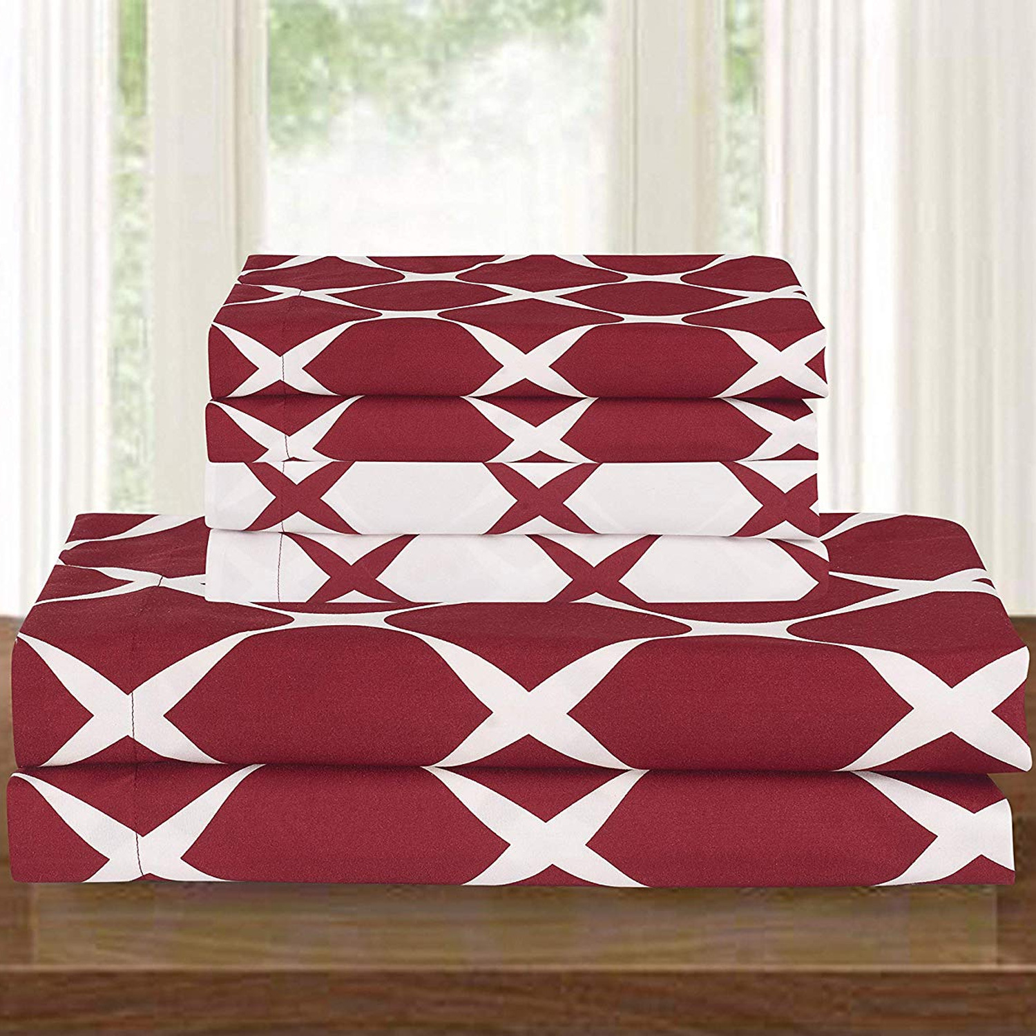 3 Piece Milano Trellis Pattern 2-Tone Printed Reversible Duvet Cover Set