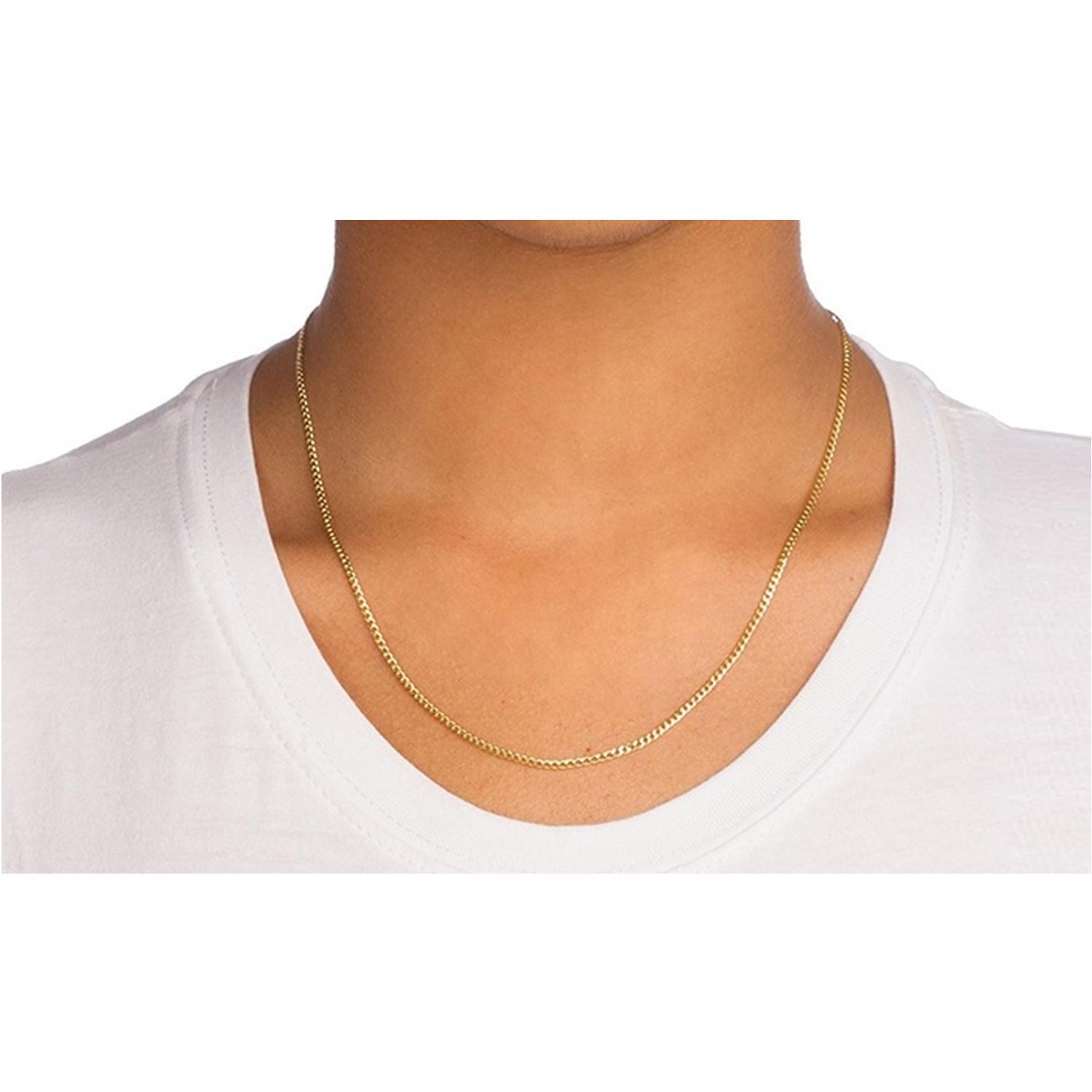 2MM Solid Gold Italian Cuban Chain Necklace in 10K Solid Gold