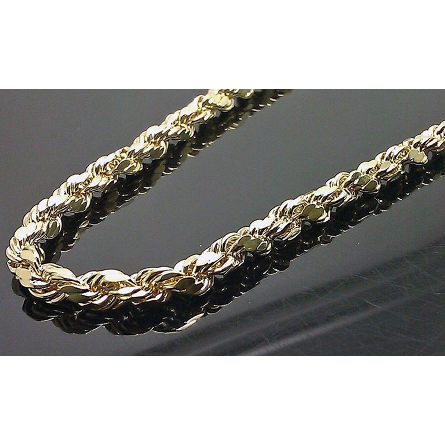 Italian 14K Gold  4MM Rope  Chain Necklace