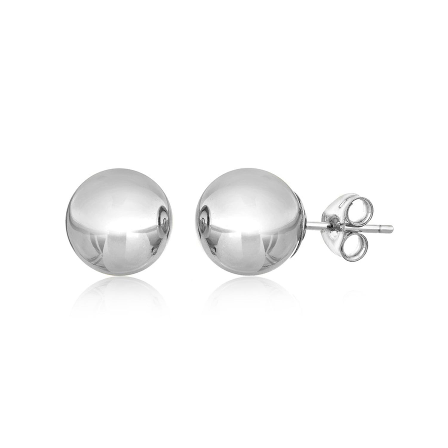 14K Solid White Gold Ball Stud Earrings