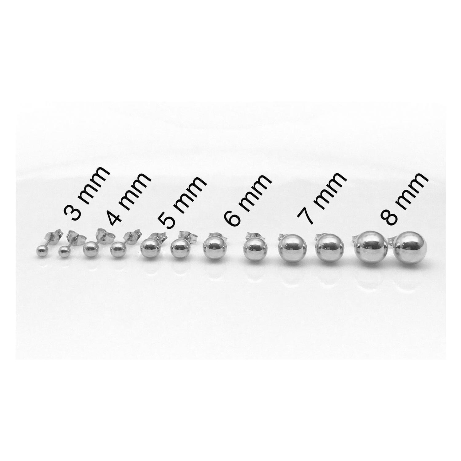 14K Solid White Gold Ball Stud Earrings