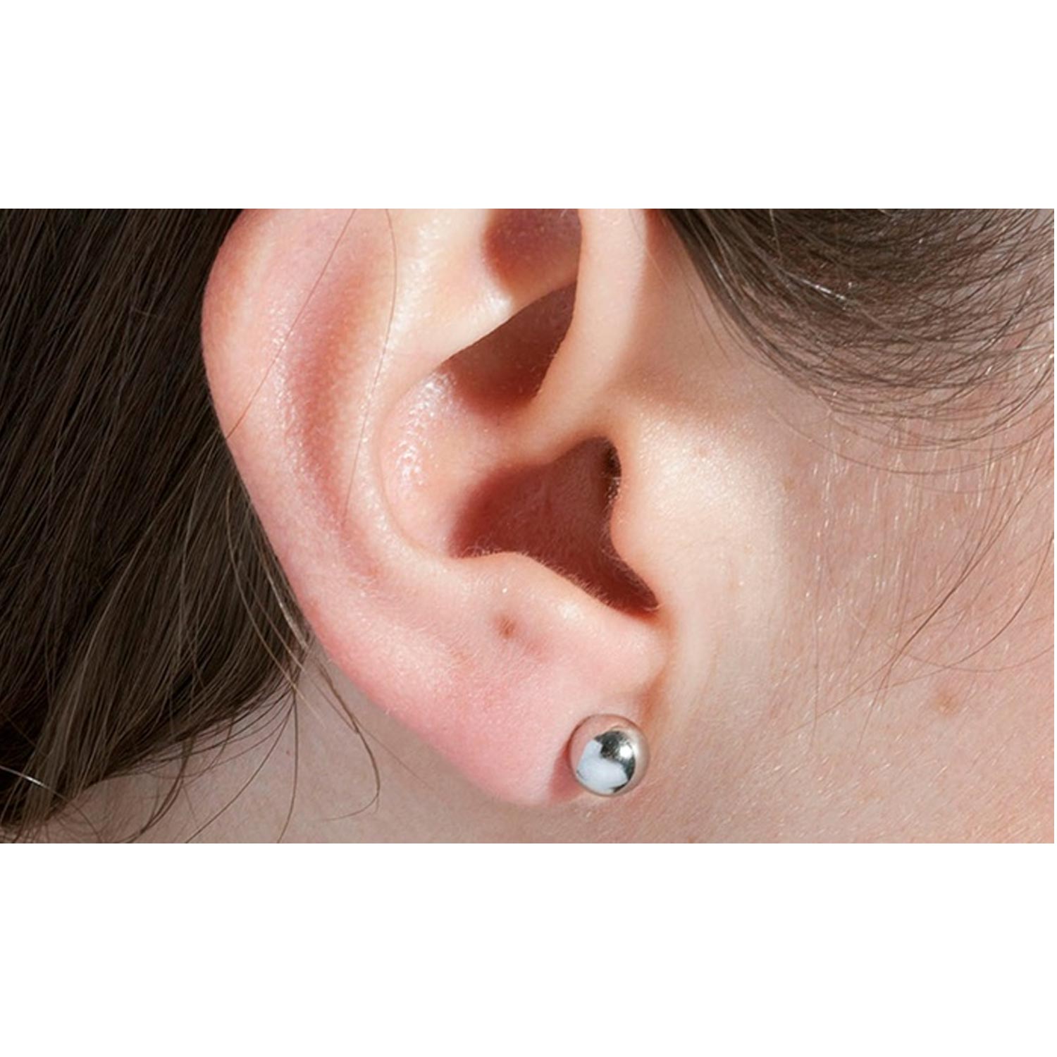 14K Solid White Gold Ball Stud Earrings