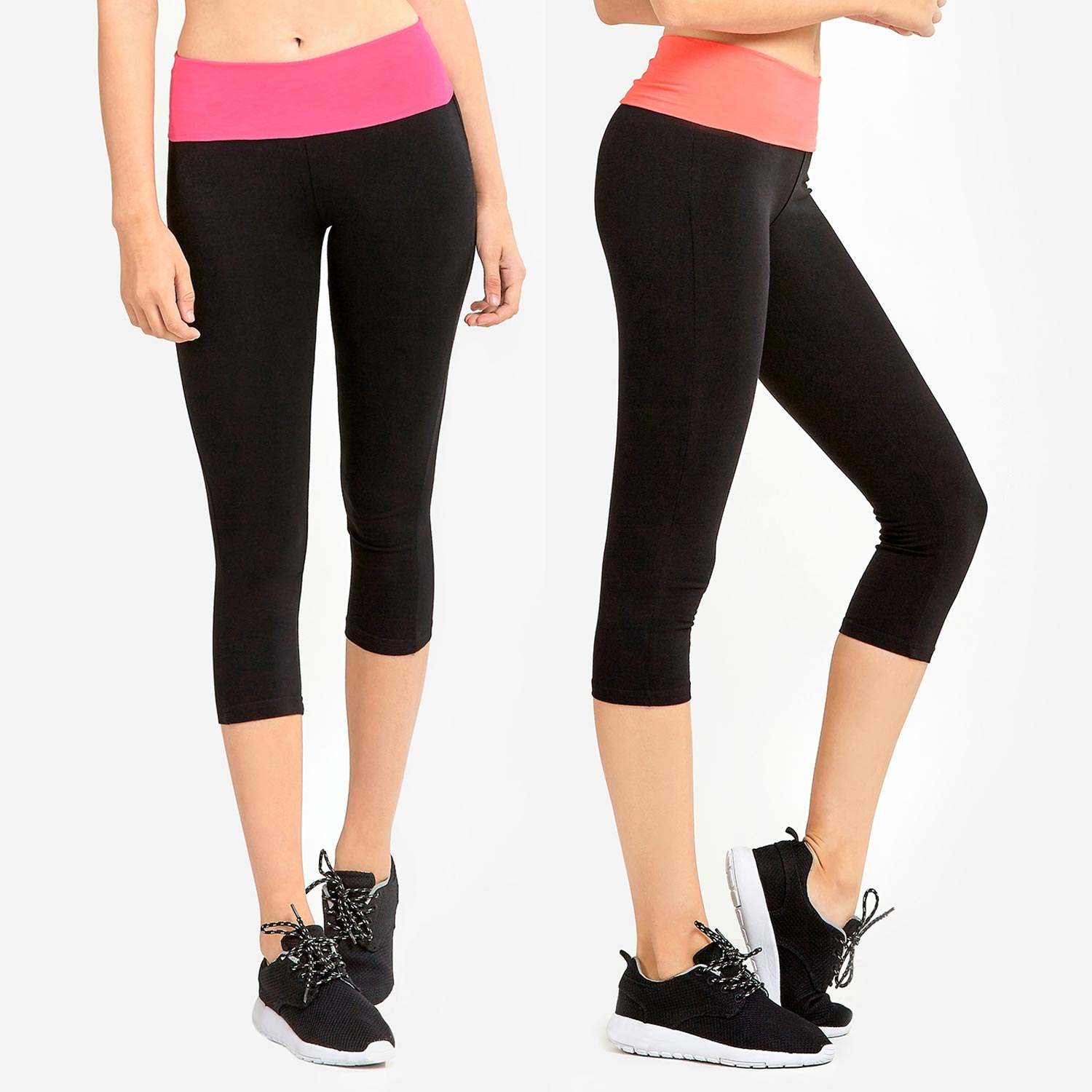 2 Pack Ladies Capri Yoga Leggings