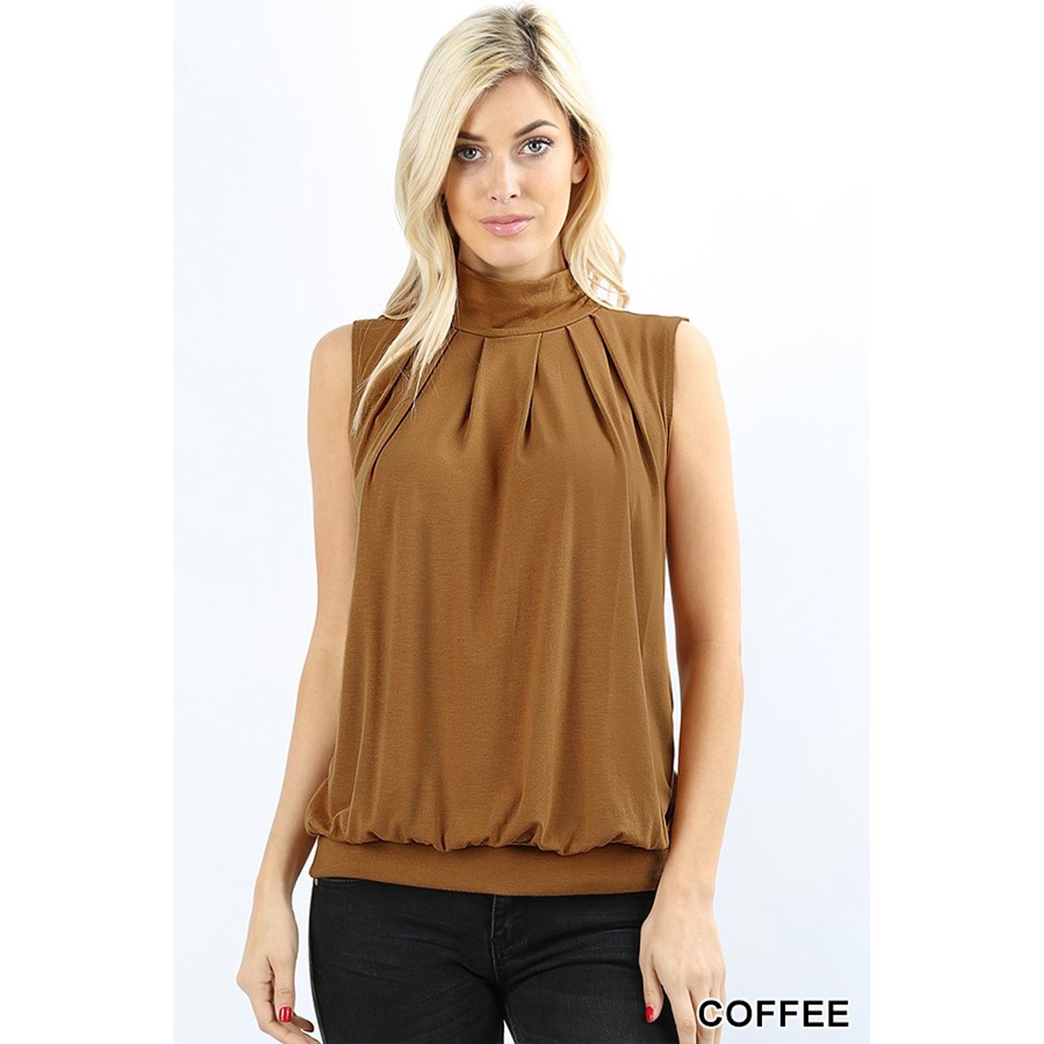 Buy One Get One Free High Neck Pleated Top With Waistband