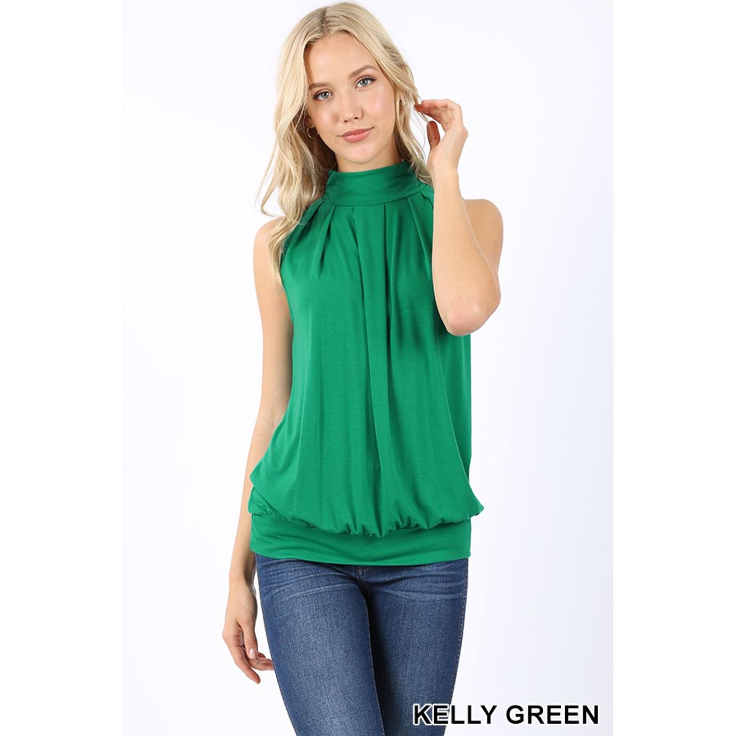 Buy One Get One Free High Neck Pleated Top With Waistband