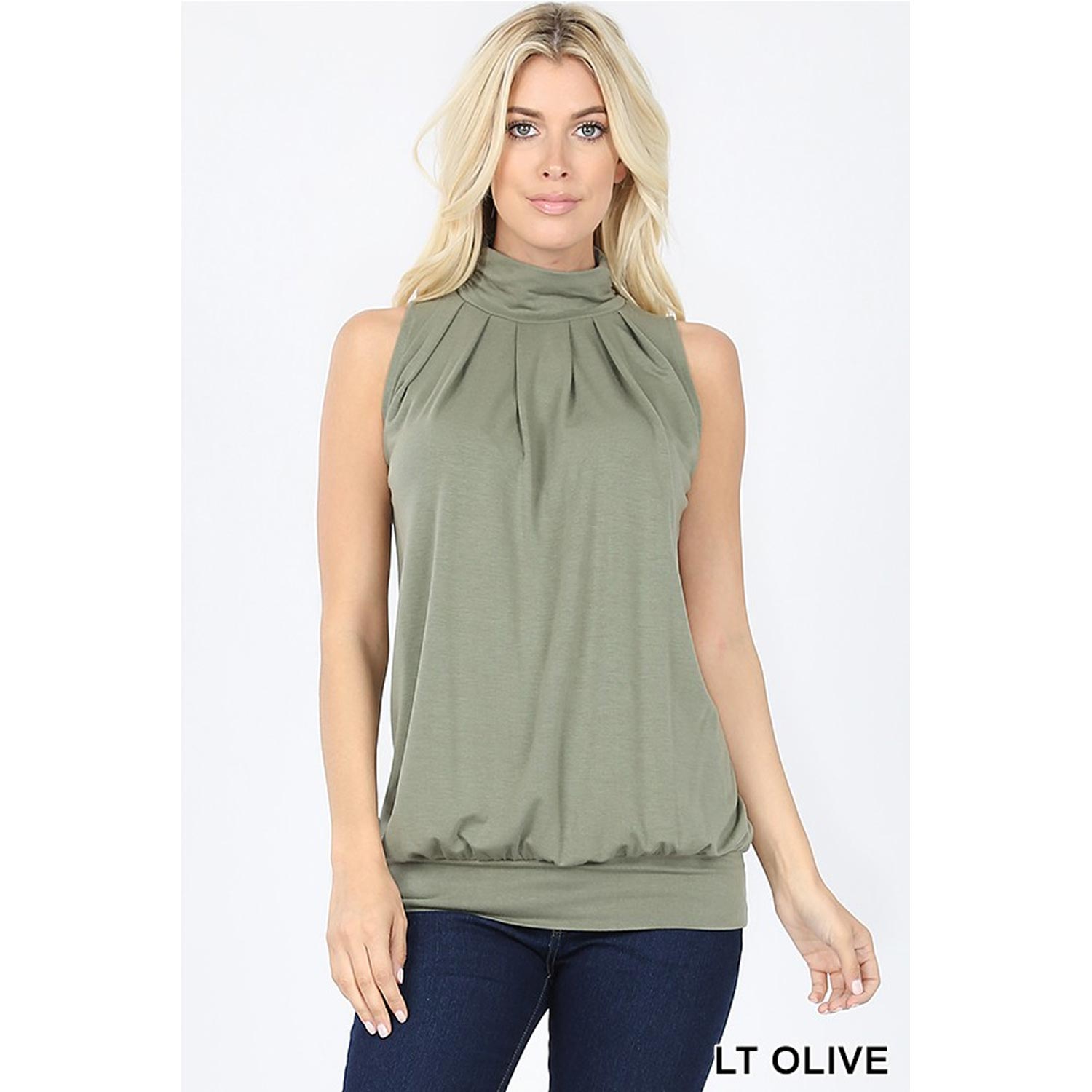 Buy One Get One Free High Neck Pleated Top With Waistband