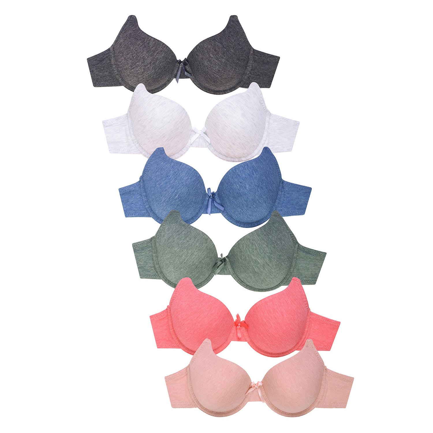 6 Pack Ladies Full Cup Cotton Bra