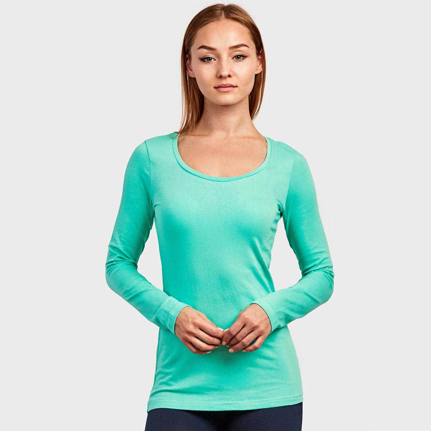 6 Pack Ladies Long Sleeve Round Neck T-Shirt