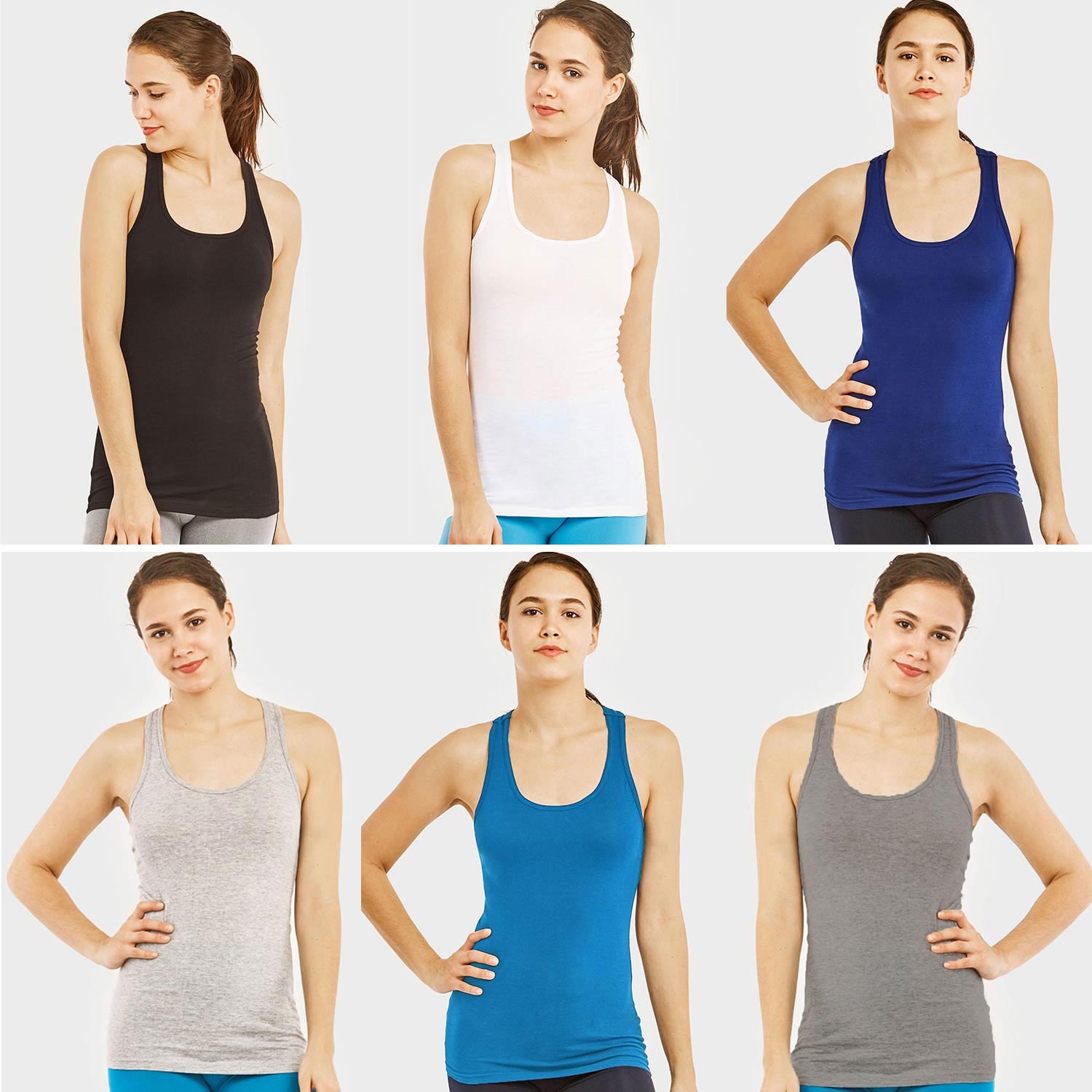 6 Pack Ladies Racerback Jersey Tank Top