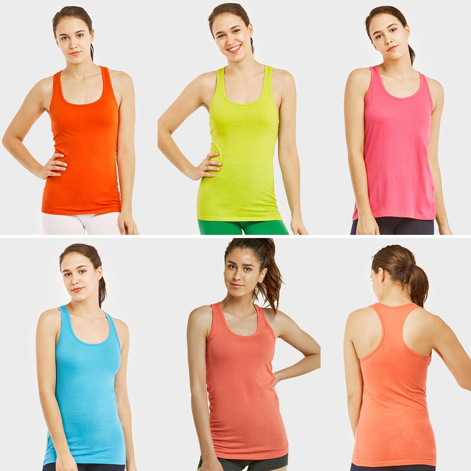 6 Pack Ladies Racerback Jersey Tank Top