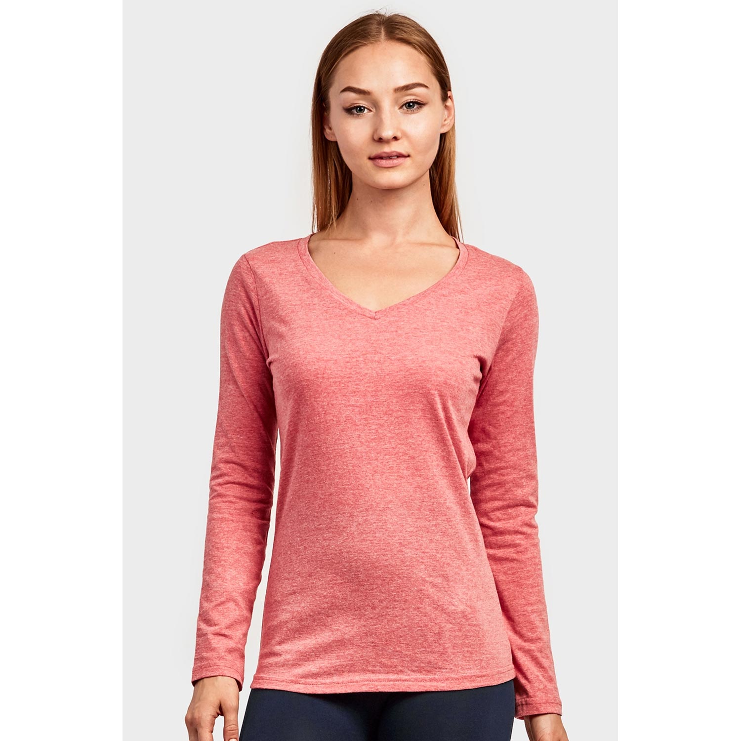 4 Pack Ladies Long Sleeve V-neck T-shirt