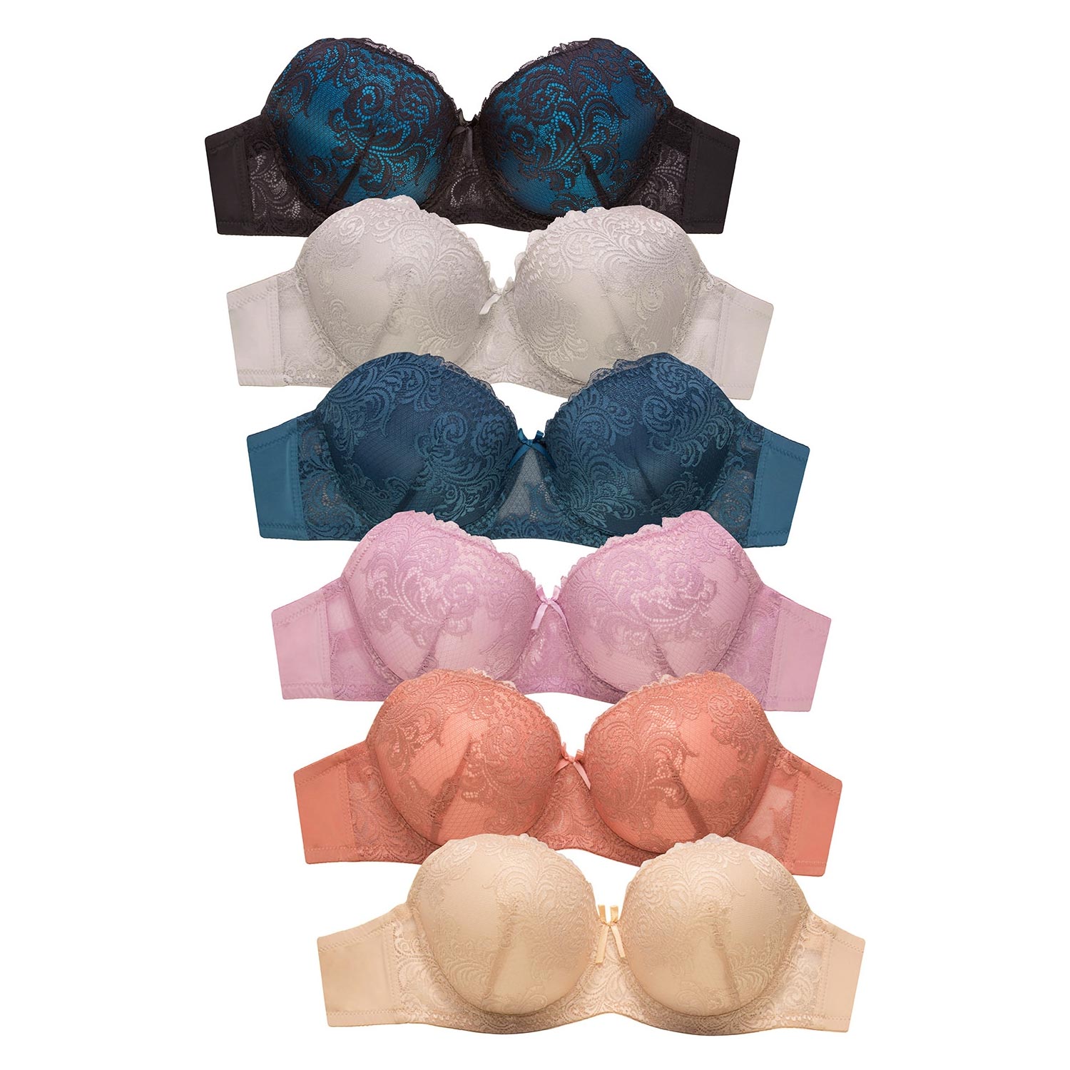 Ladies Full Cup Lace DD Cup Bra - 6 Pack