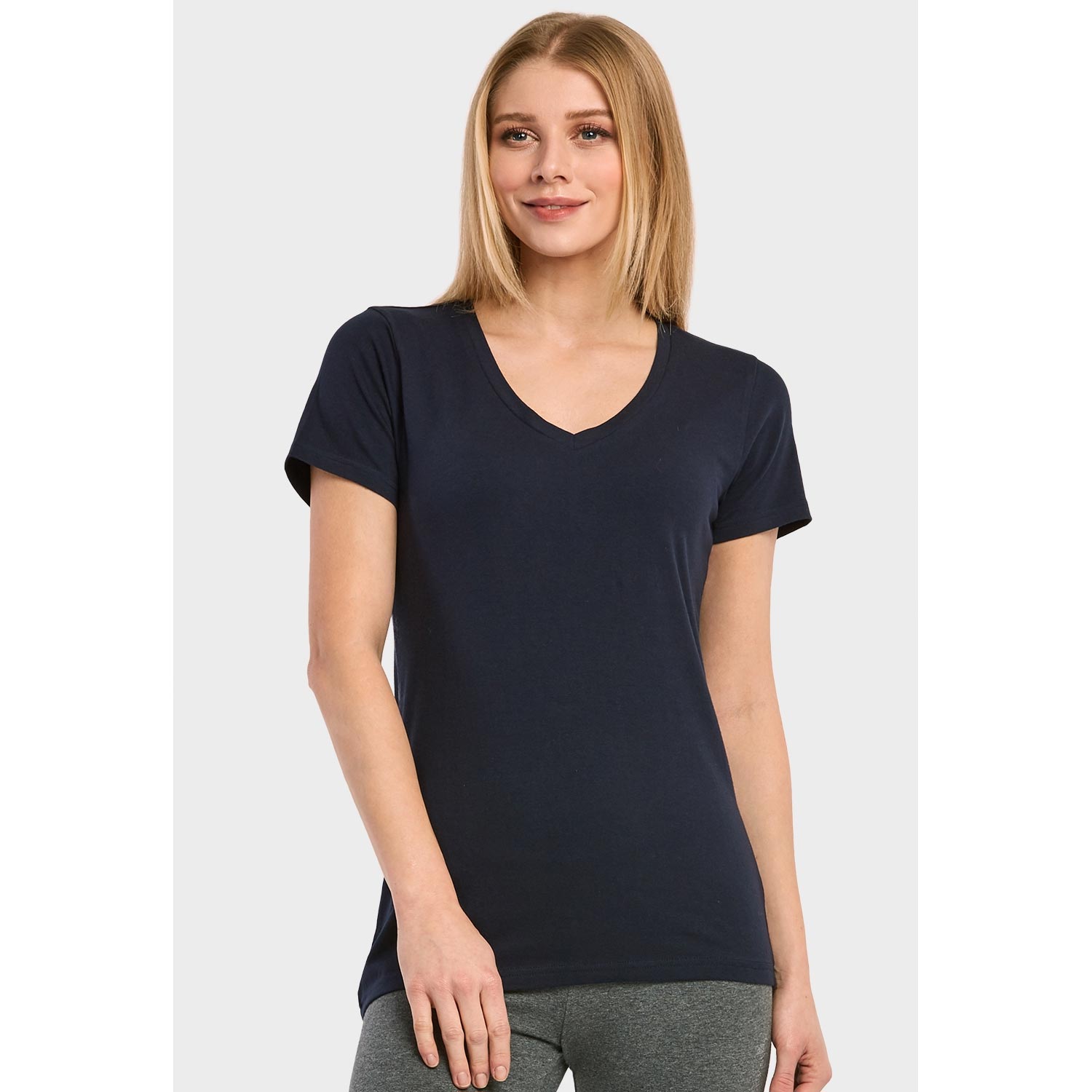 5 Pack Classic Fit V Neck Cotton T-shirt - Ladies