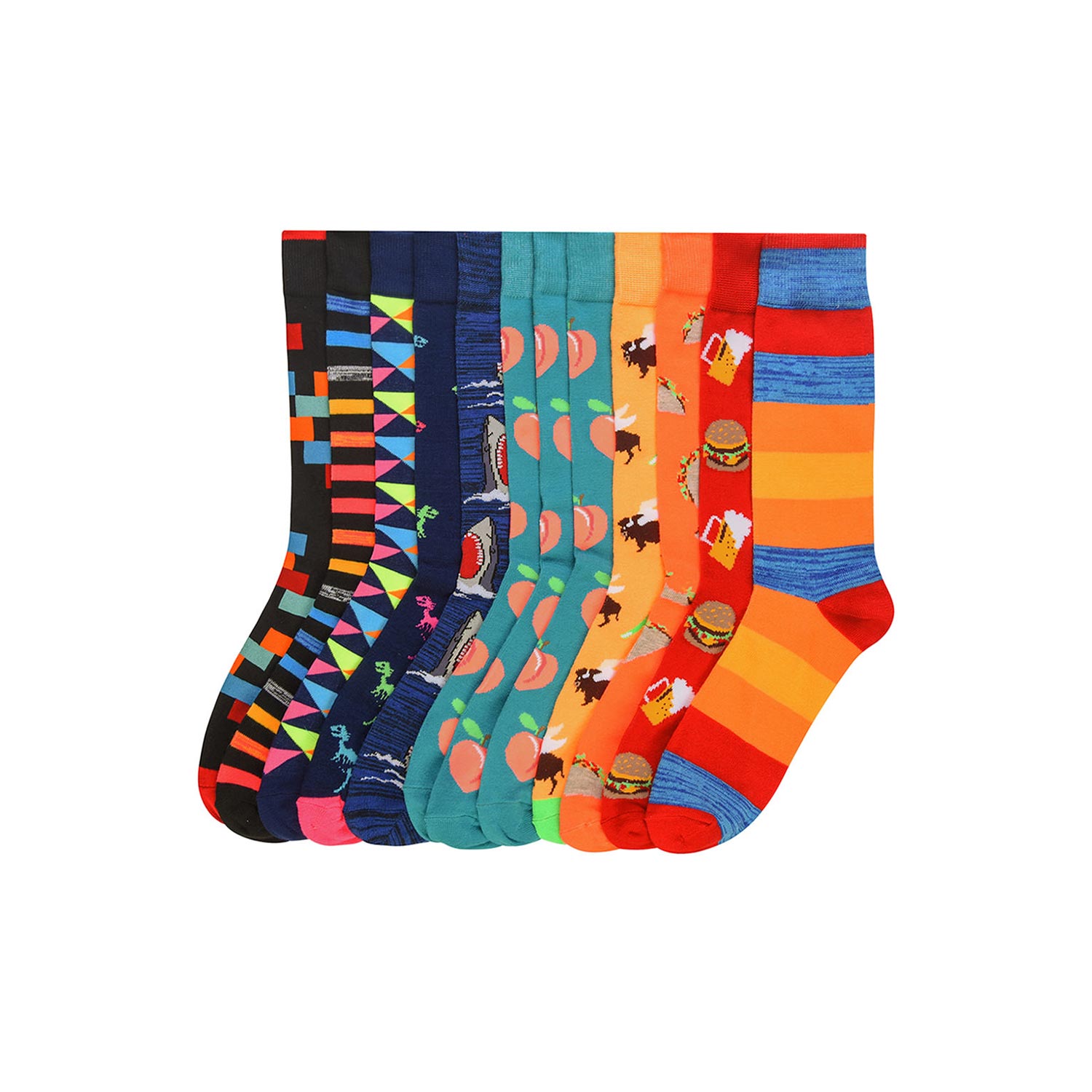  Fun Styled Socks - 12 Pack 