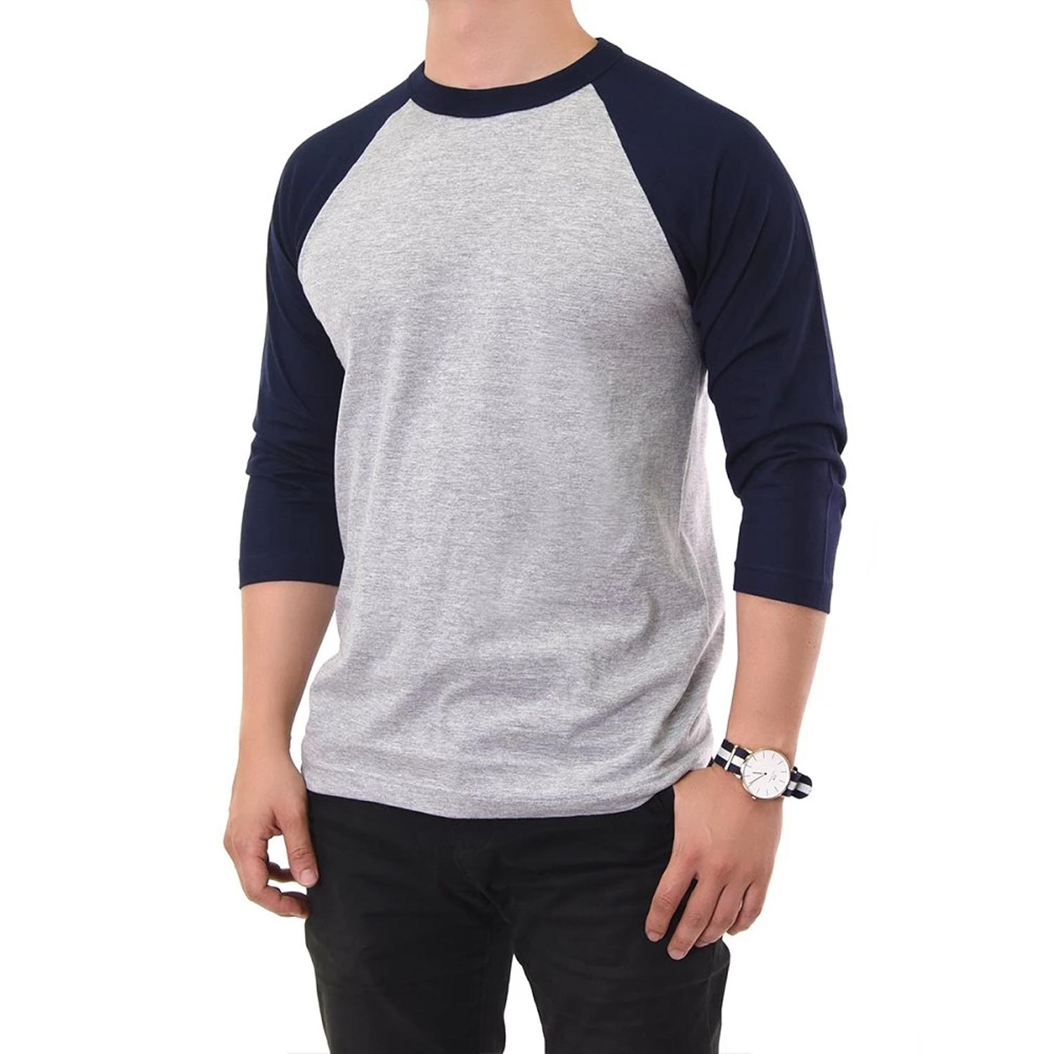 3 Pack Men's 3/4 Sleeve Baseball T-Shirt