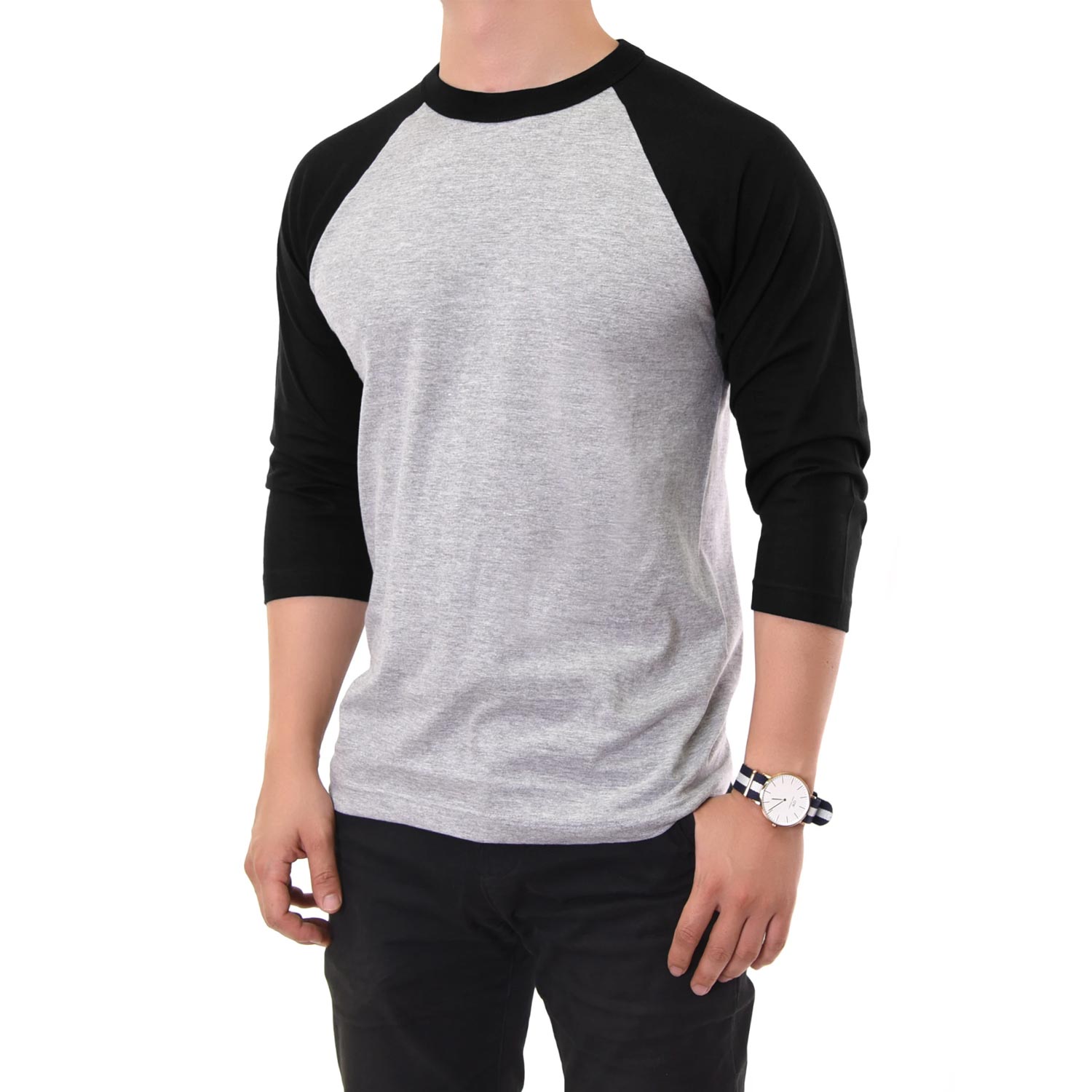 3 Pack Men's 3/4 Sleeve Baseball T-Shirt