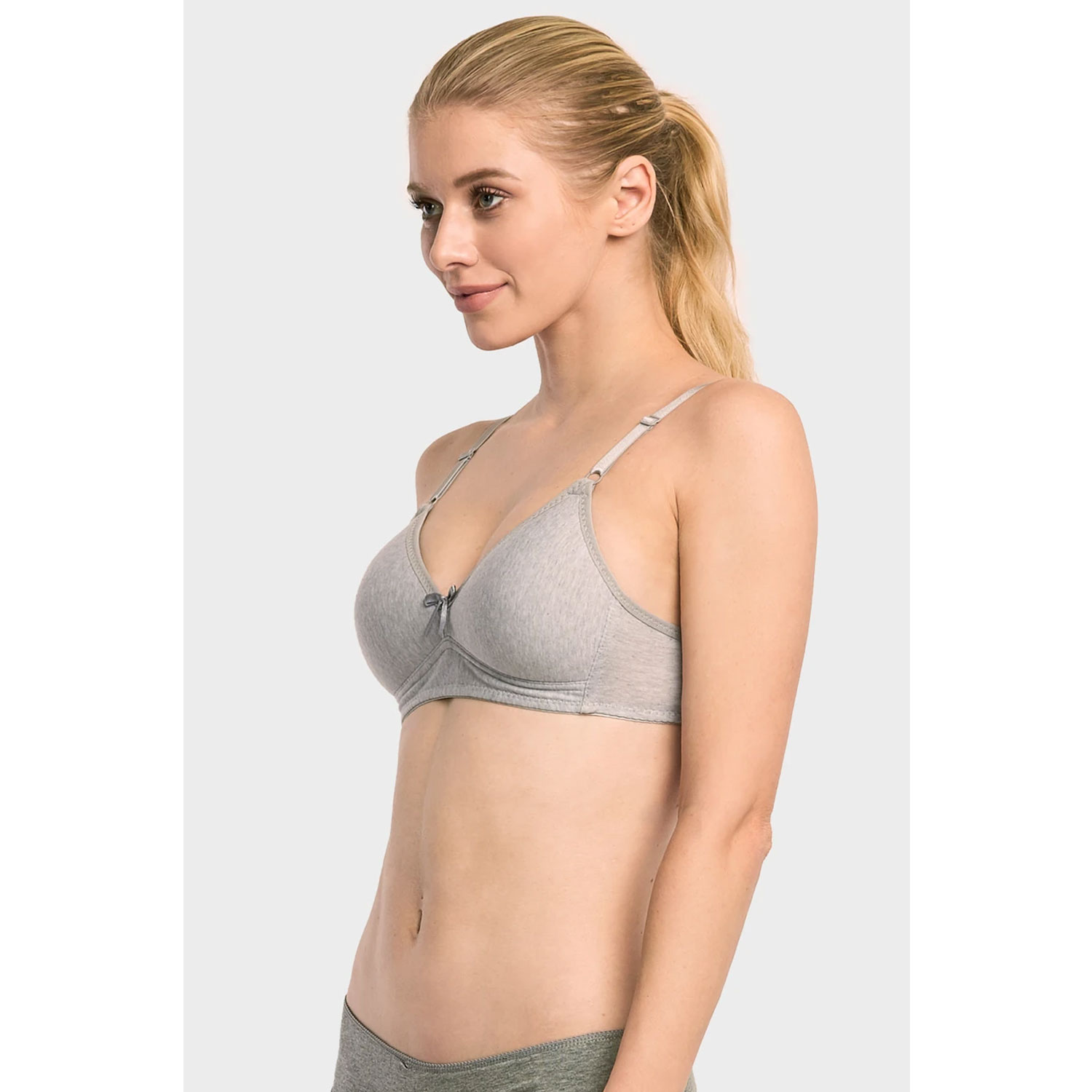 Ladies No Wire Plain Cotton Bra - 6 Pack