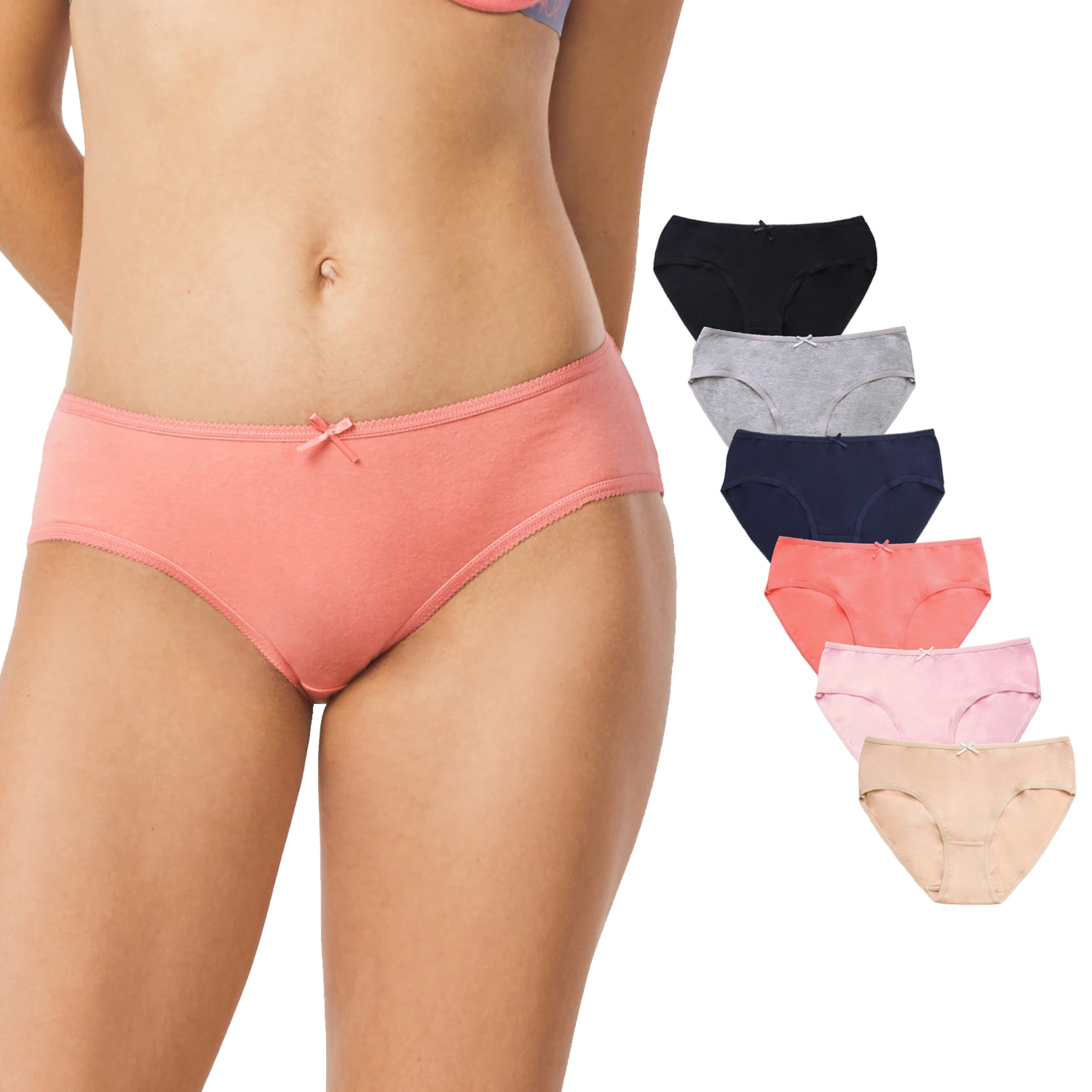 6 or 12 Pack Ladies Cotton Bikini Panty