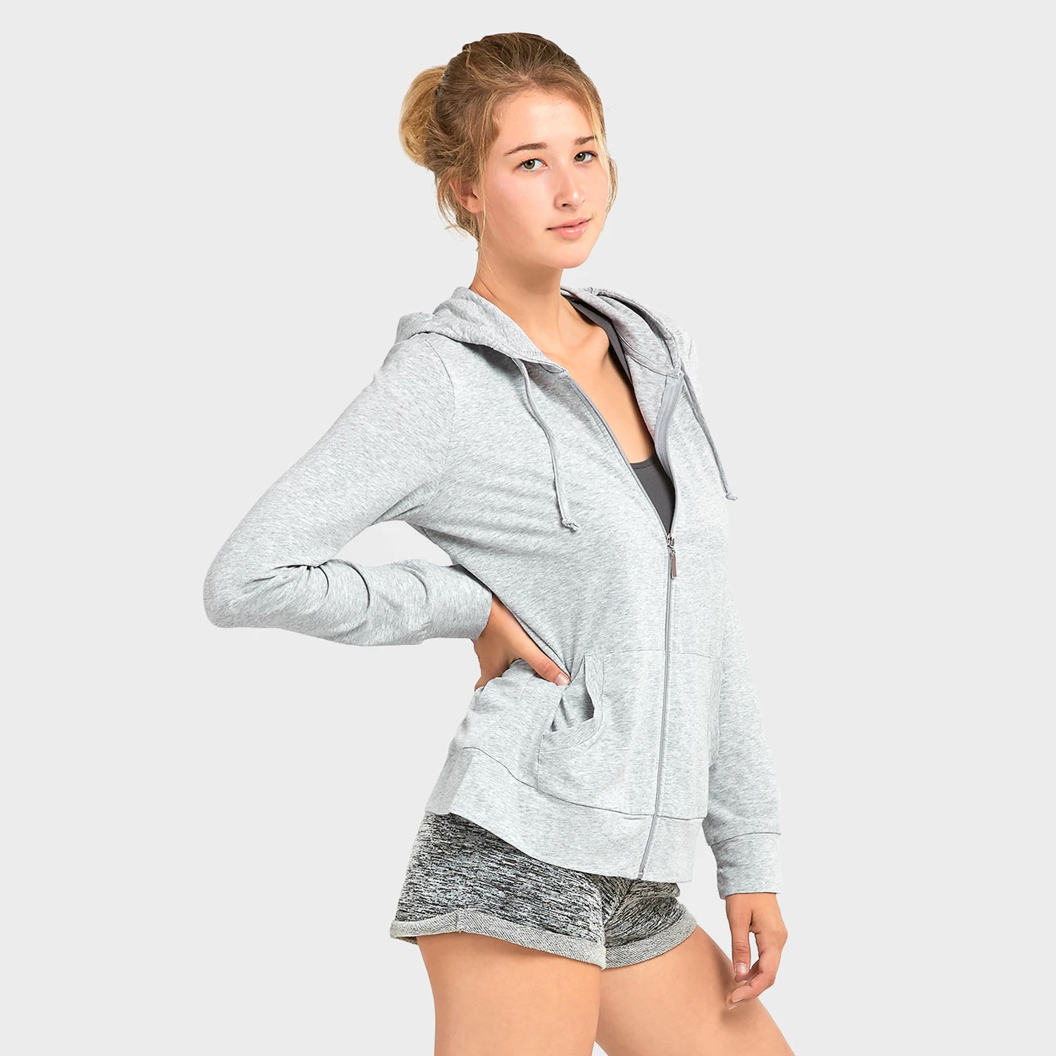 Sofra Ladies Thin Zip-up Hoodie Jacket