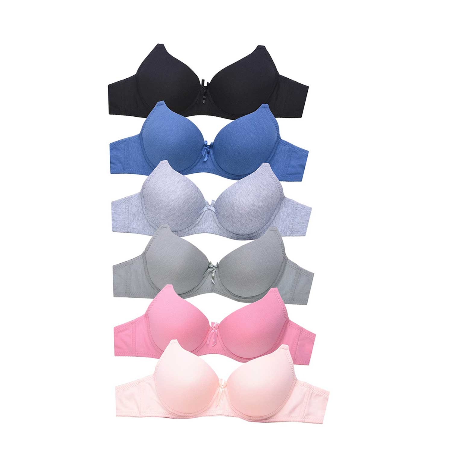 12 Pack Ladies Cotton Plain Bra And Cotton Boyshort Panty