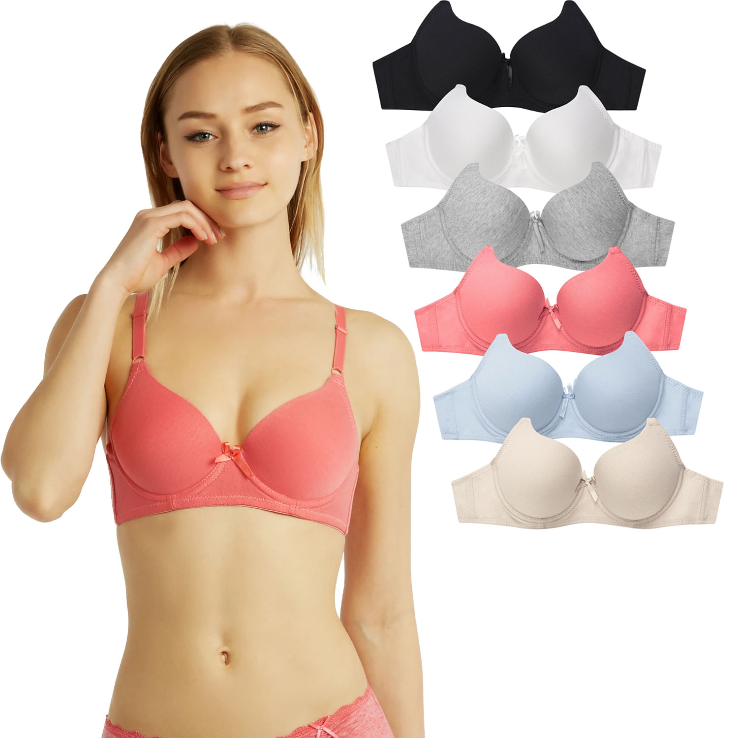  Sofra Ladies Full Cup Plain Bra OLD - 6 Pack