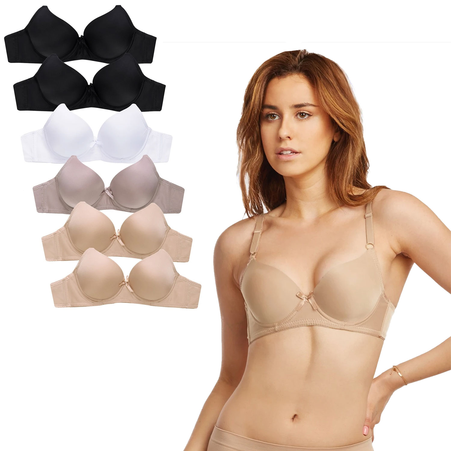  Sofra Ladies Full Cup Plain Bra OLD - 6 Pack