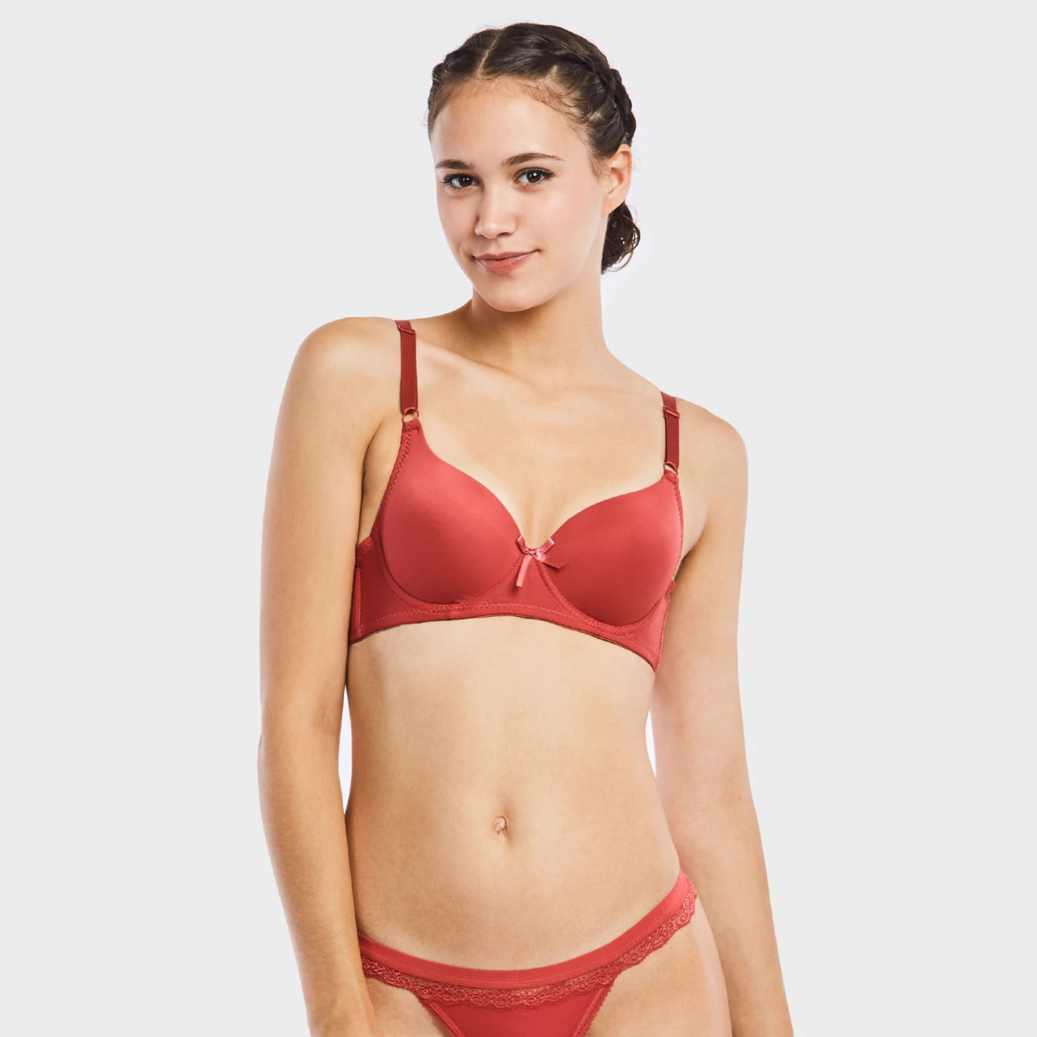  Ladies Full Cup Plain Bra W/ Lace Trim At Neckline 6 Pack