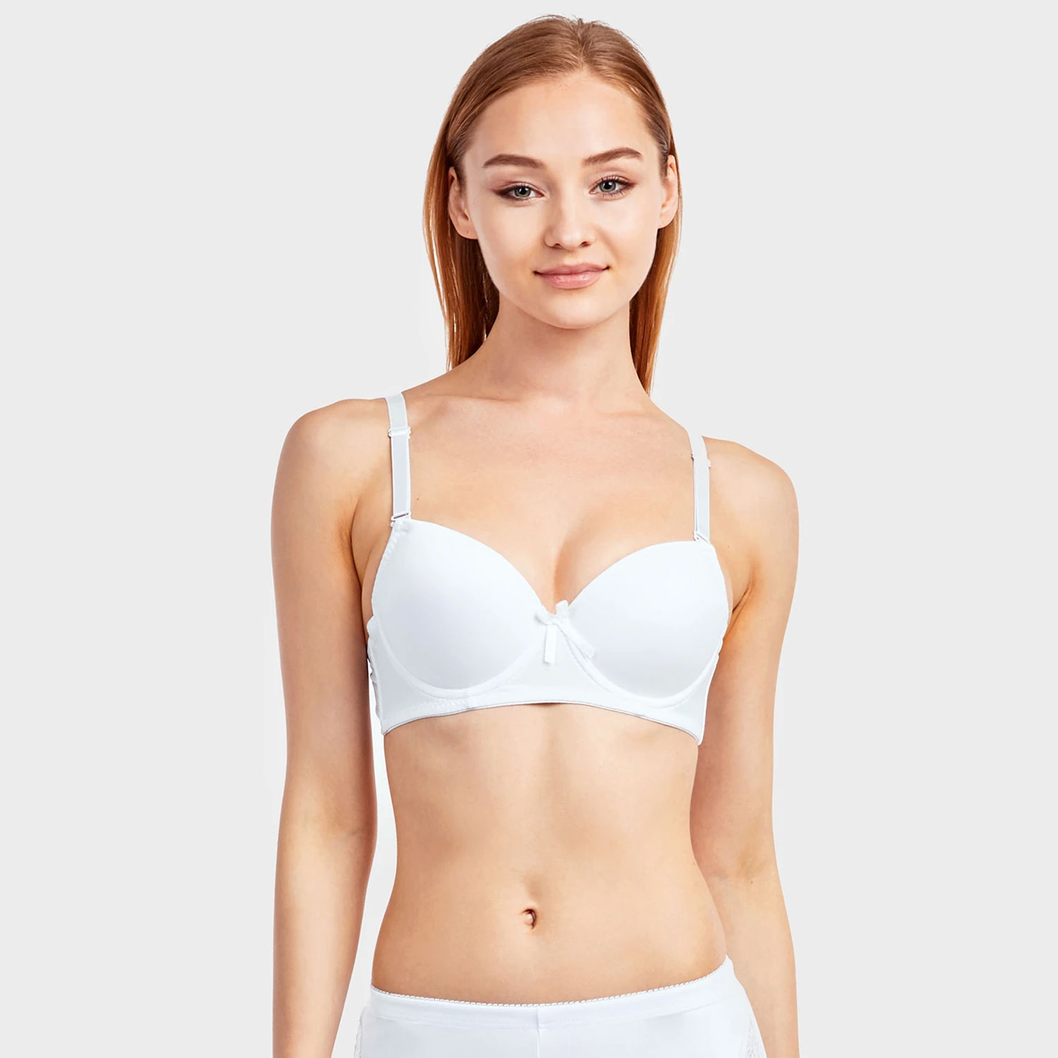  Ladies Full Cup Plain Bra W/ Lace Trim At Neckline 6 Pack